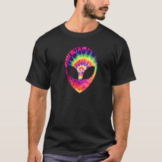Alien Head Face Space UFO Tie Dye Rave EDM Music T-Shirt