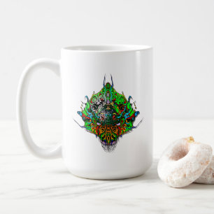 Alien Head green tribal design Coffee Mug