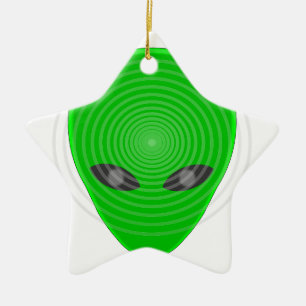 Alien Head Mind Control Ceramic Ornament