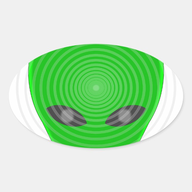 Alien Head Mind Control Oval Sticker (Front)