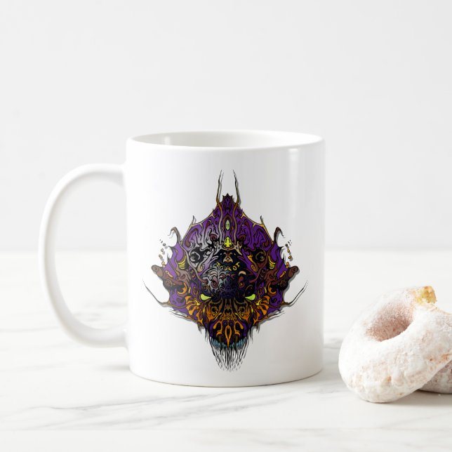 Alien Head - purple Coffee Mug (With Donut)