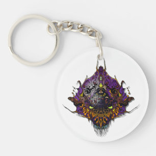 Alien Head - purple Key Ring