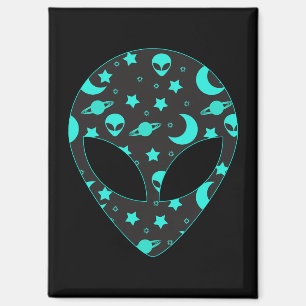 Alien Head Space Pattern Design Magnet