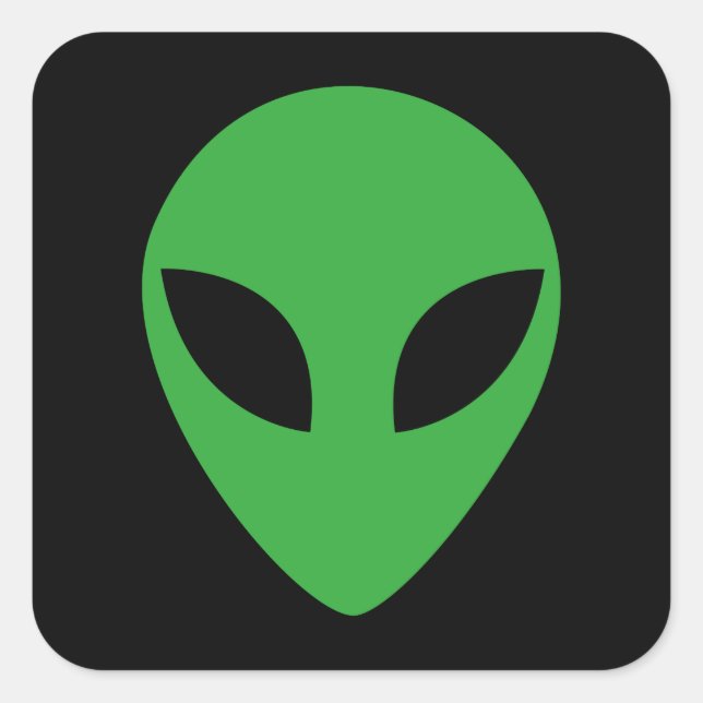 Alien Head Square Sticker (Front)