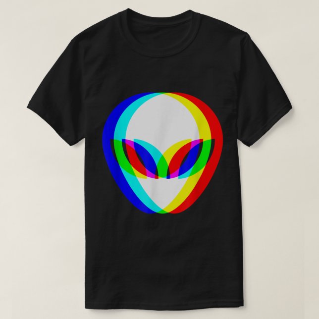Alien Head Trippy Vaporwave Techno Rave EDM Music  T-Shirt (Design Front)