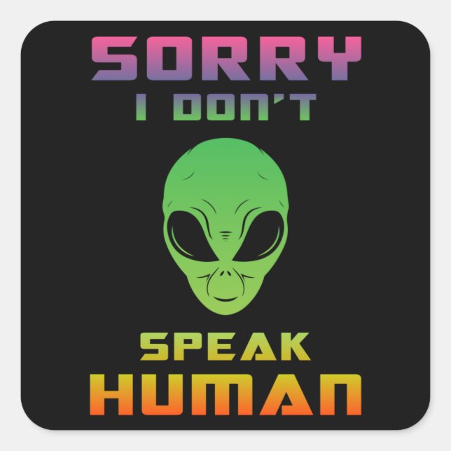 Alien Head Ufo Aliens Space Area 51 Funny Gift Square Sticker (Front)