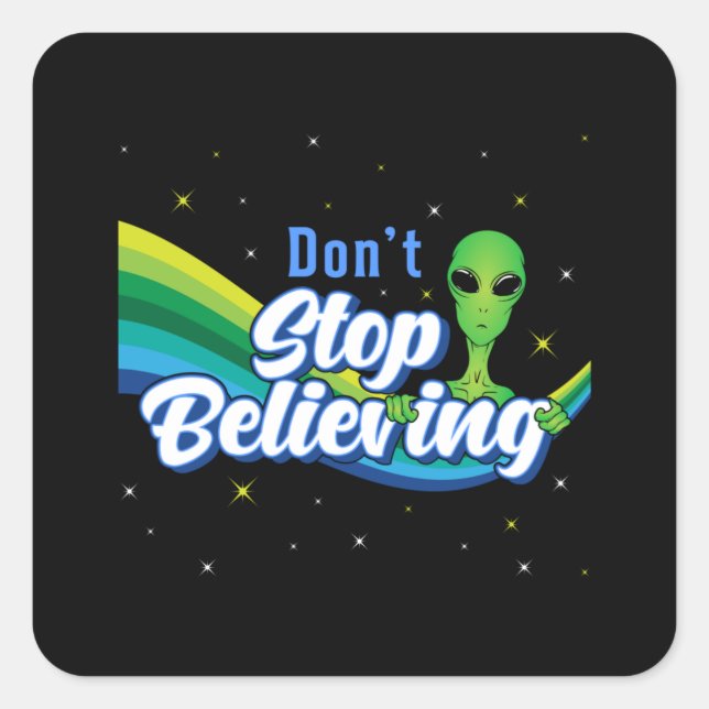 Alien Head Ufo Aliens Space Area 51 Funny Gift Square Sticker (Front)