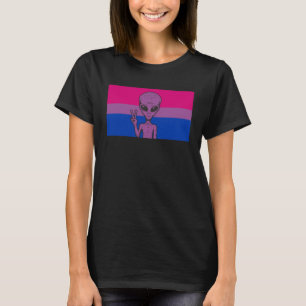 Alien Head UFO Peace Sign Gaylien Bisexual Pride F T-Shirt