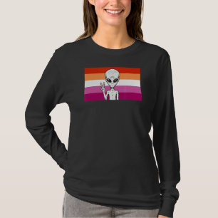 Alien Head Ufo Peace Sign Gaylien Lesbian Pride Fl T-Shirt