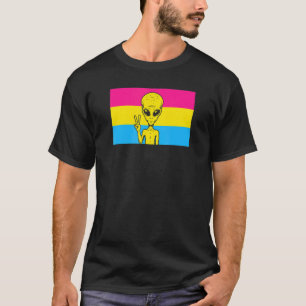 Alien Head Ufo Peace Sign Gaylien Pansexual Pride T-Shirt