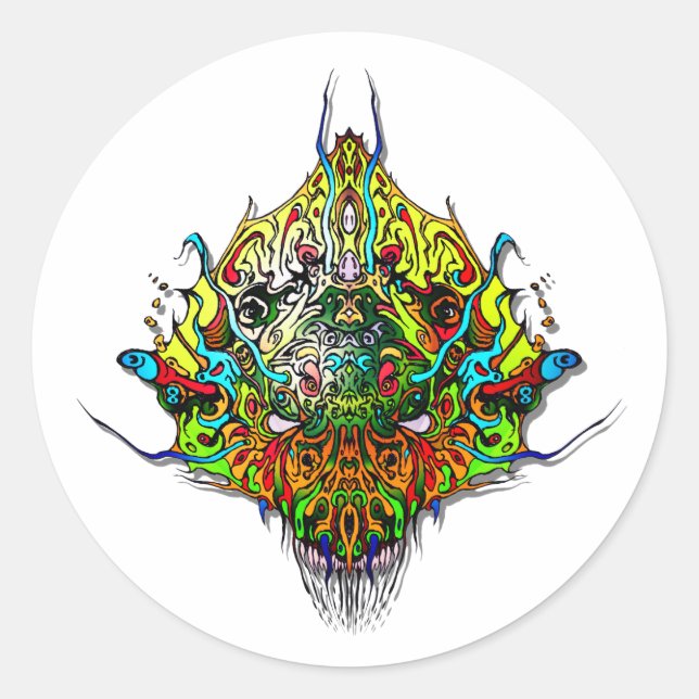 Alien Head - yellow Classic Round Sticker (Front)