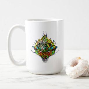 Alien Head yellow tribal design Coffee Mug