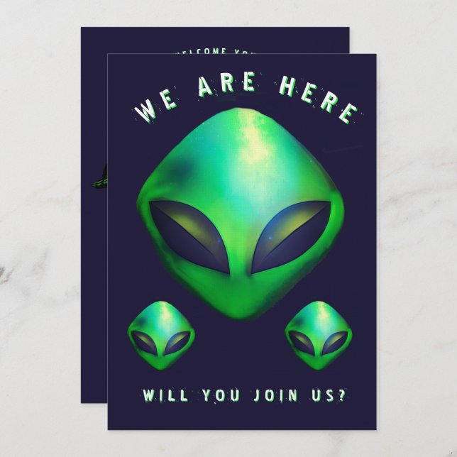 Alien Heads 40th Birthday Party Invitation (Front/Back)