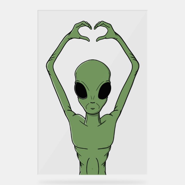 Alien Heart Pose Acrylic Sign (Front)