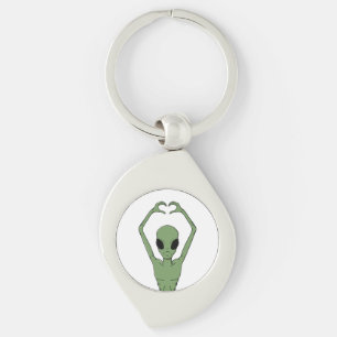 Alien Heart Pose Key Ring