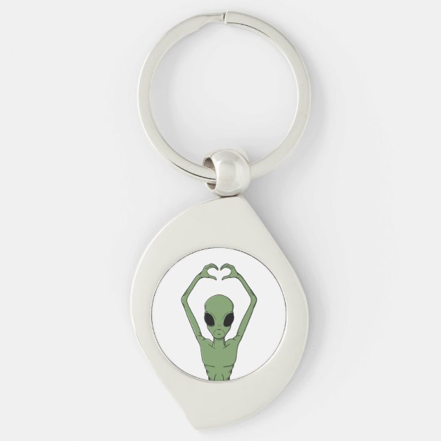 Alien Heart Pose Key Ring (Front)