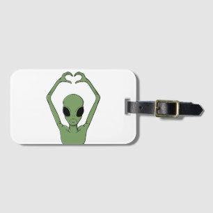 Alien Heart Pose Luggage Tag