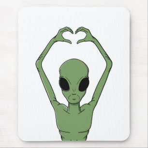 Alien Heart Pose Mouse Pad