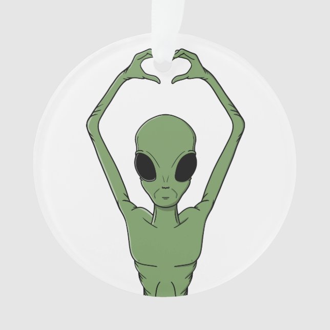 Alien Heart Pose Ornament (Front)
