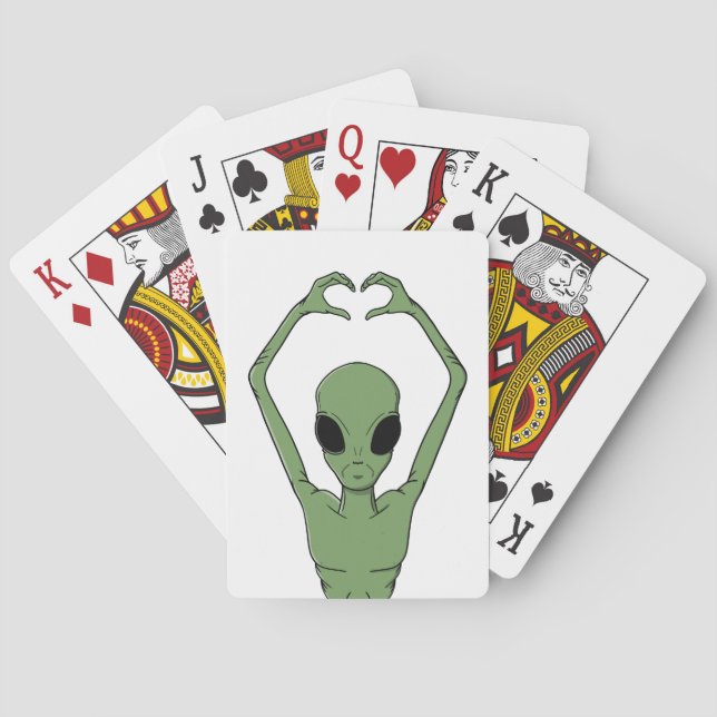 Alien Heart Pose Playing Cards (Back)