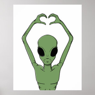 Alien Heart Pose Poster