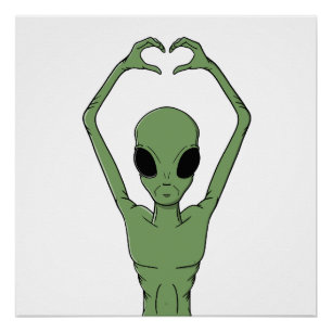 Alien Heart Pose Poster