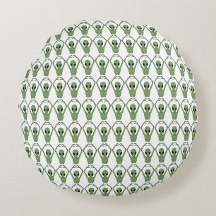 Alien Heart Pose Round Cushion