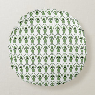 Alien Heart Pose Round Cushion
