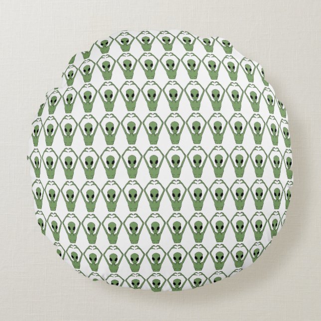 Alien Heart Pose Round Cushion (Front)