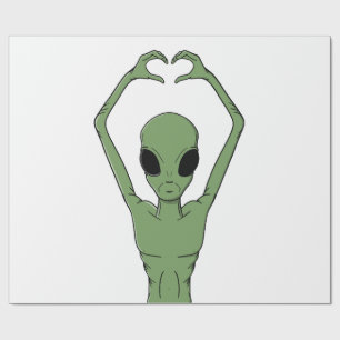 Alien Heart Pose Wrapping Paper