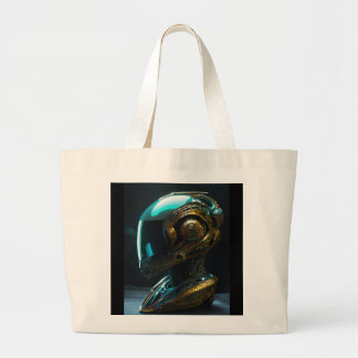 Alien Helmet with Iridescent Reflection Large Tote Bag