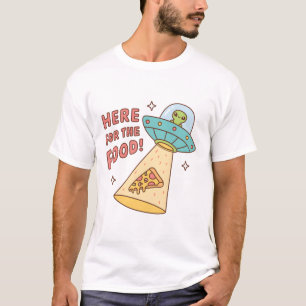 Alien Here For The Food Pizza Funny Doodle T-Shirt