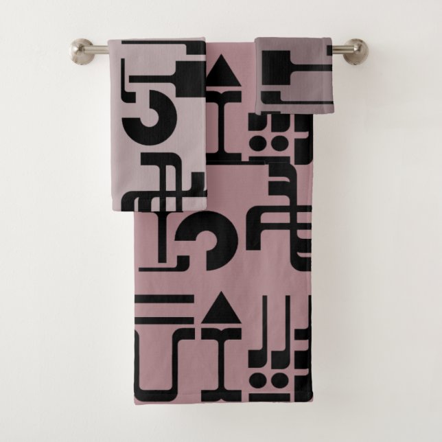 Alien Hieroglyphs Bath Towel Set (Insitu)
