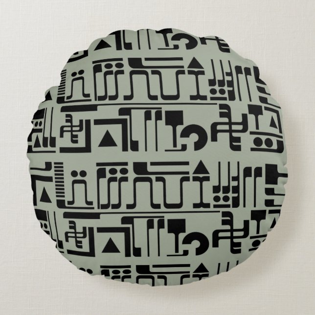 Alien Hieroglyphs Round Cushion (Front)