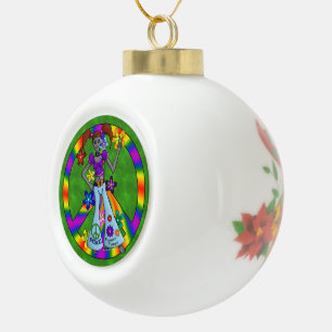 Alien Hippy Ceramic Ball Christmas Ornament