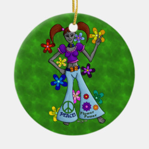 Alien Hippy Ceramic Tree Decoration