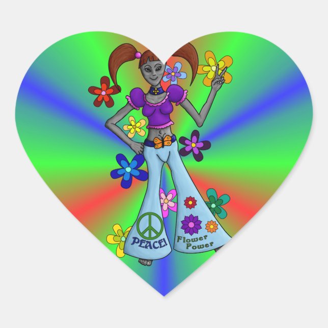 Alien Hippy Heart Sticker (Front)
