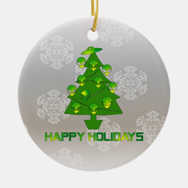 Alien Holiday Tree Ceramic Tree Decoration (Front)