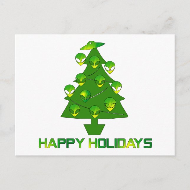 Alien Holiday Tree Postcard (Front)