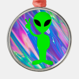 alien hologram metal ornament