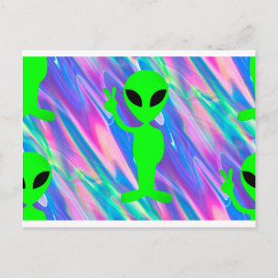 alien hologram postcard