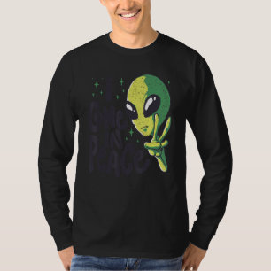 Alien I Come In Peace UFO Space Galaxy Funny Rave  T-Shirt