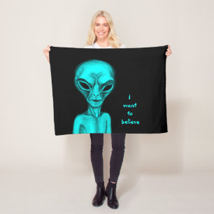Alien , I want to believe Fleece Blanket