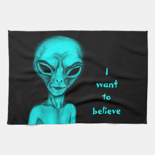 Alien , I want to believe Tea Towel