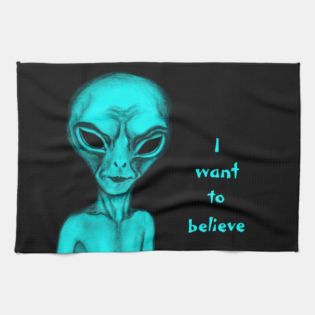 Alien , I want to believe Tea Towel (Horizontal)