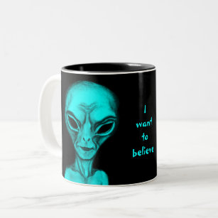 Alien , I want to believe Two-Tone Coffee Mug