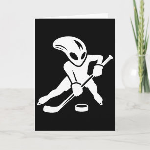 Alien Ice Hockey Player Cool Cartoon Card