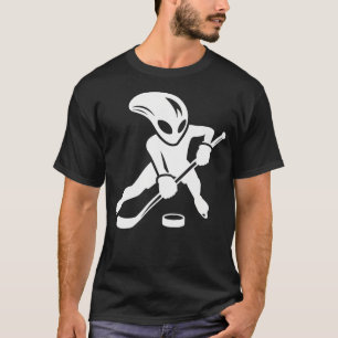 Alien Ice Hockey Player Cool Cartoon T-Shirt