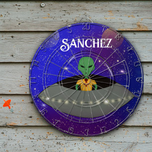  Alien in a Spaceship Wearing a New Mexico t-shirt Dartboard