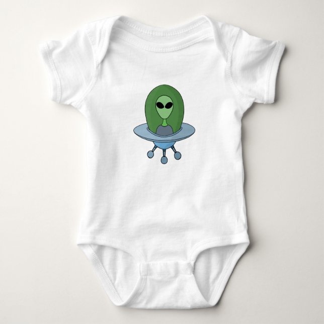 Alien in his little spaceship baby bodysuit (Front)
